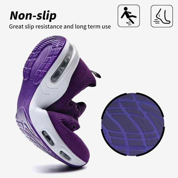Women's Purple Running Shoes Tennis Athletic Gym Walking Fashion Sneakers - Picture 4 of 6